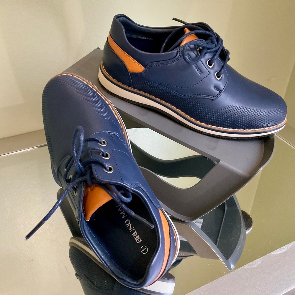 Bruno Marc Boys Navy Blue Oxford Sneakers Dress Shoes Lace Up Size 1 SBOX2332K